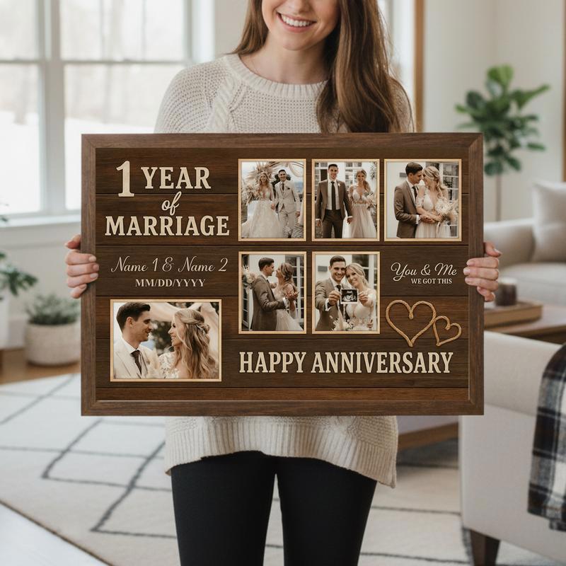 Milestone 1 Year Personalized Photo Collage Keepsake Canvas
