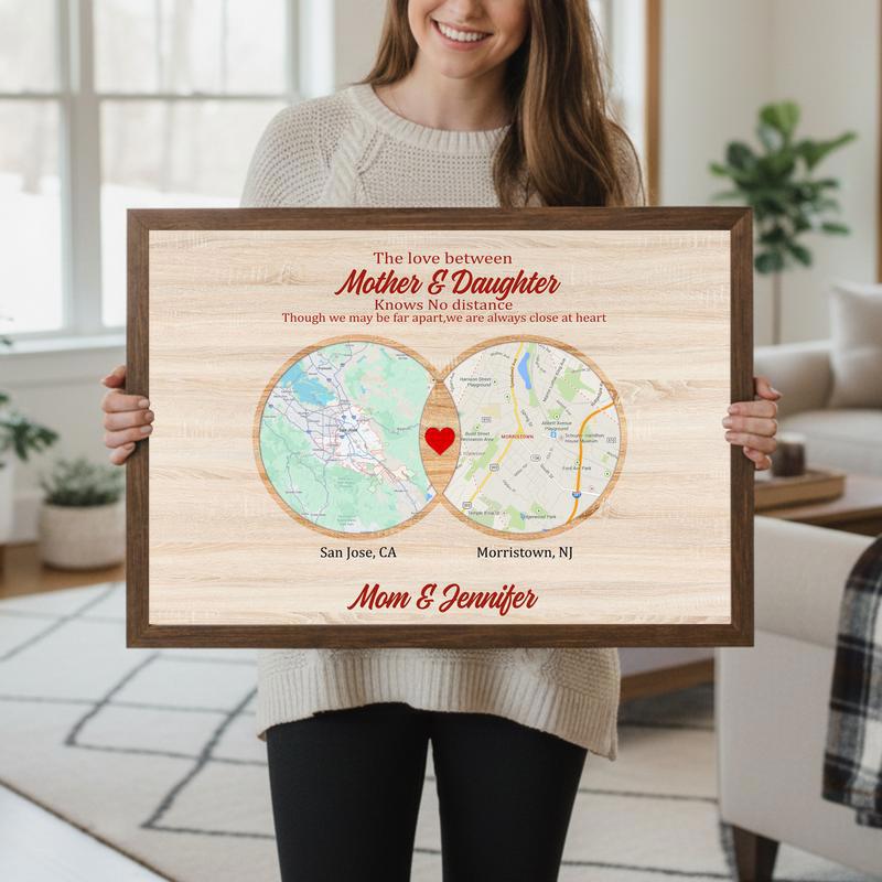 Mother Daughter Bond - Custom Long Distance Map Keepsake Canvas