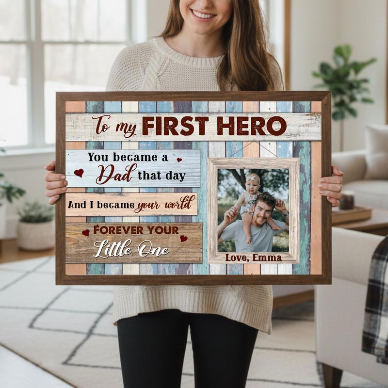 My First Hero Gift - Personalized Father Daughter Canvas