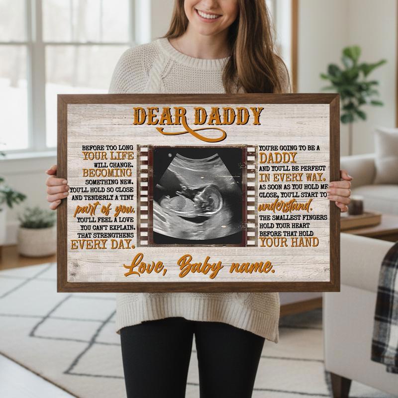 Daddy's First Glimpse Personalized Ultrasound Photo Canvas