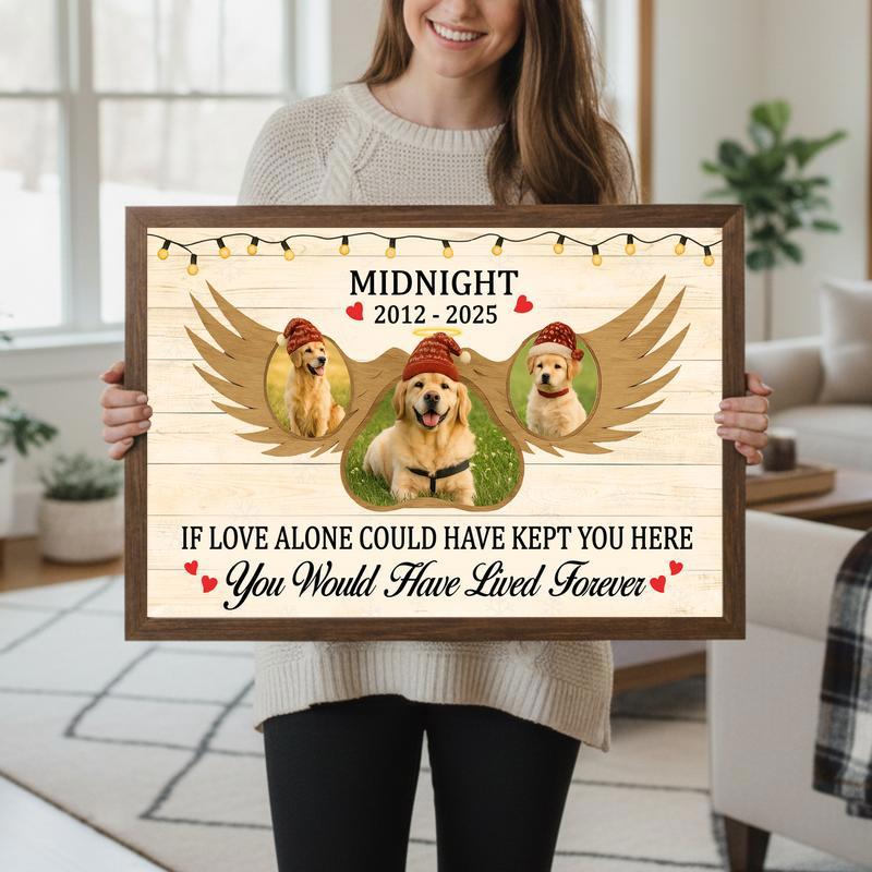 Our Angel Dog Personalized Farmhouse Christmas Canvas