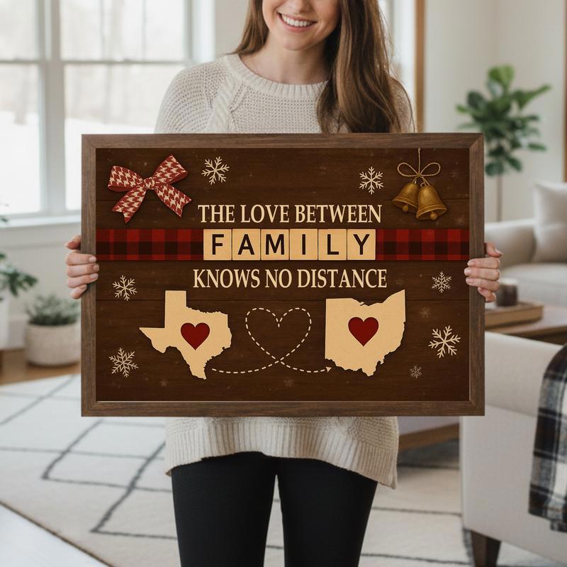Our Hearts Connect - Custom Long Distance Christmas Gift Canvas