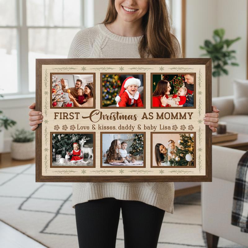 Personalized First Christmas As Mommy Canvas - New Mom Keepsake