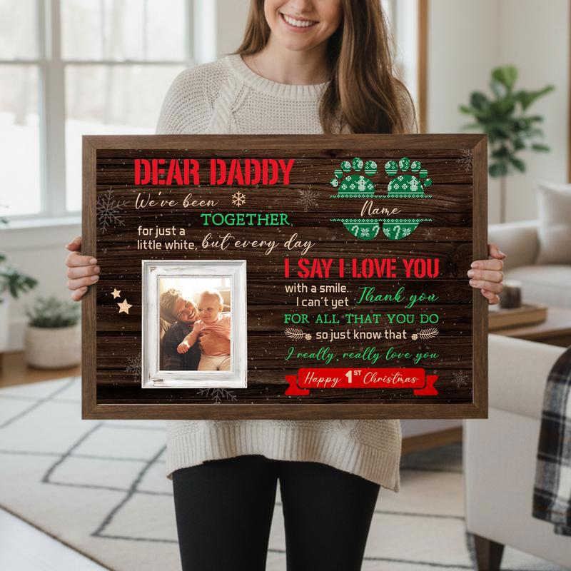 Personalized First Christmas Gift From Baby To Dad Canvas