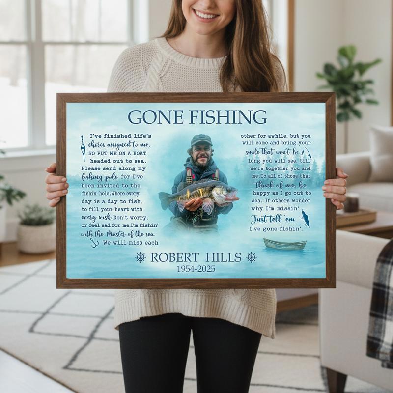 Personalized Fisherman Tribute - Gone Fishing Canvas