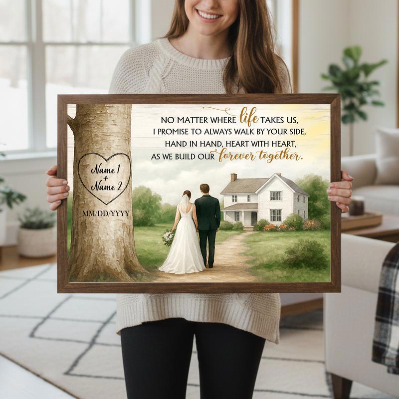 Personalized Tree Carved Heart - Forever Together Wedding Canvas