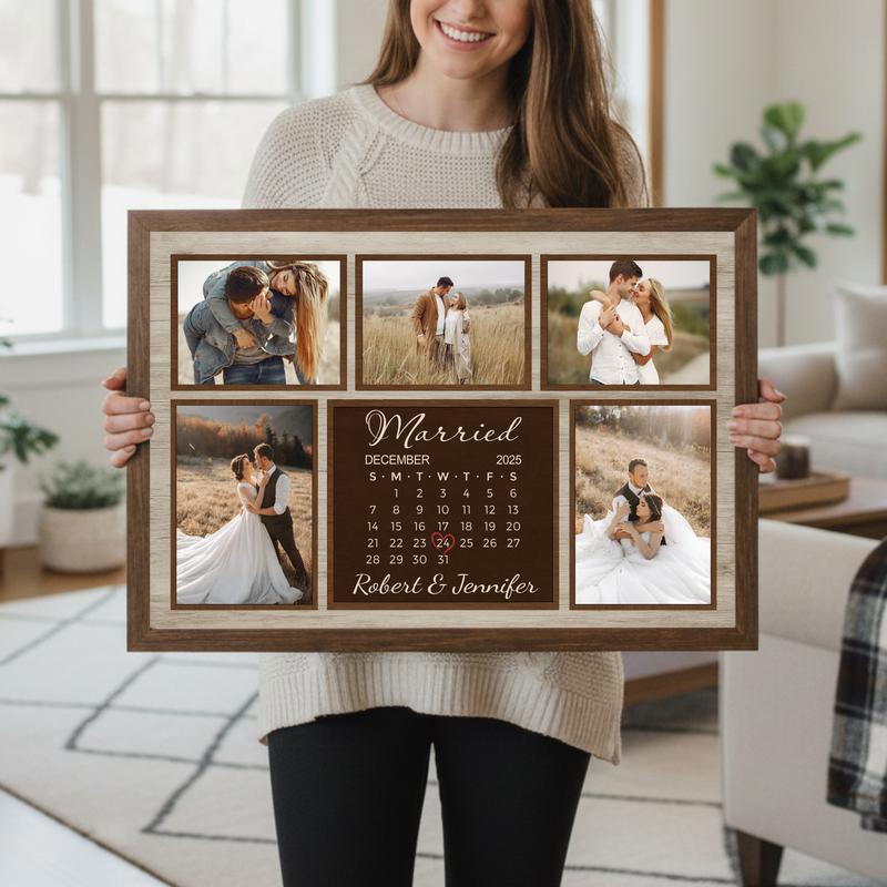 Personalized Wedding Calendar Photo Collage For Anniversaries Canvas