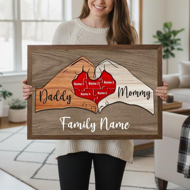 Custom Wooden Puzzle Canvas Heartfelt Family Bond Keepsake