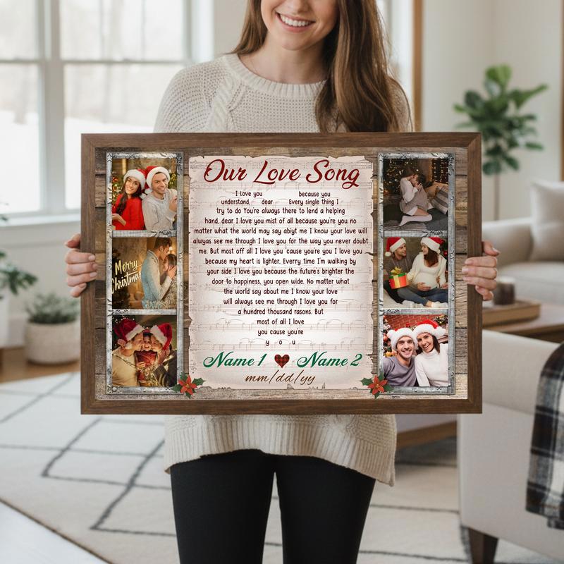Romantic Gift For Couple - Custom Christmas Love Song Canvas
