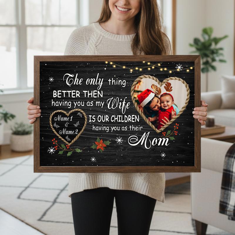 Romantic Xmas Gift For Wife - Custom Names & Family Photo Canvas