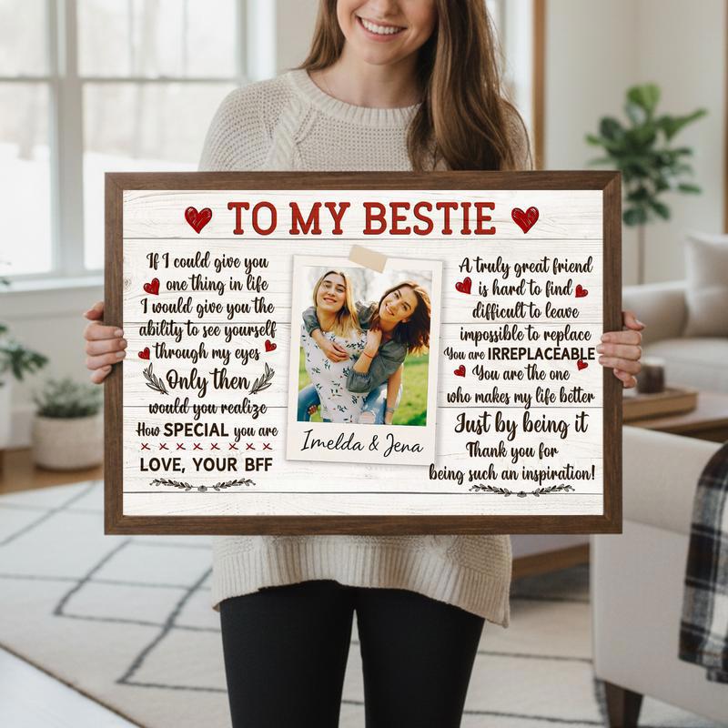 Rustic Friendship Keepsake - Custom Bestie Photo Quote Canvas