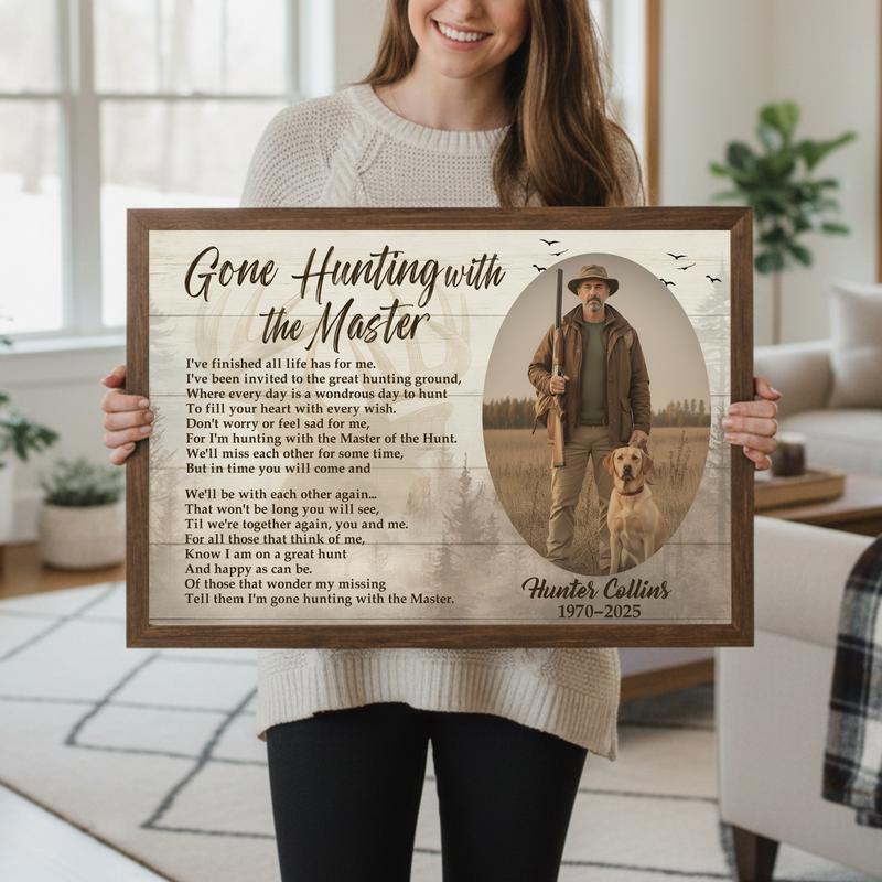 Rustic Hunter's Memorial - Gone Hunting With The Master Canvas