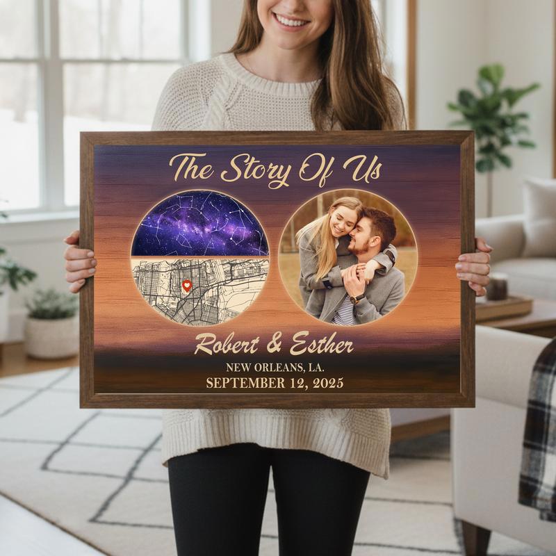 Star Map Canvas - Your Custom Couple Story Photo Anniversary Gift