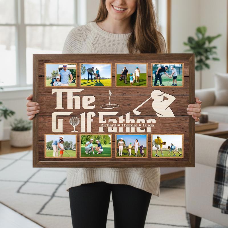 The Golf Father Photo Collage - Personalized Father's Day Canvas
