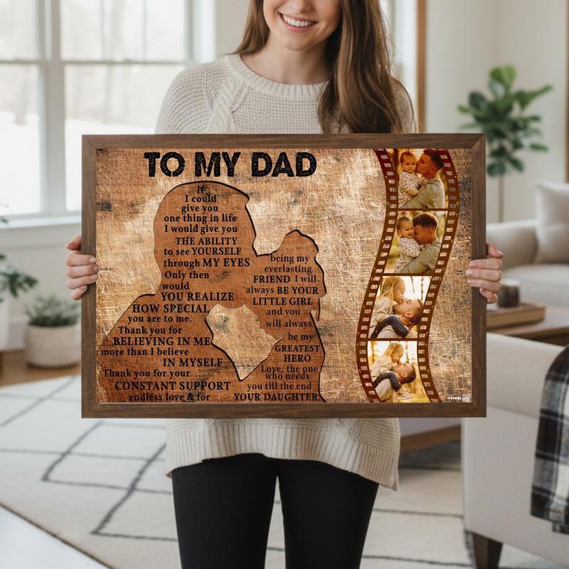 Daughter's Forever Love Dad's Custom Photo Canvas Gift