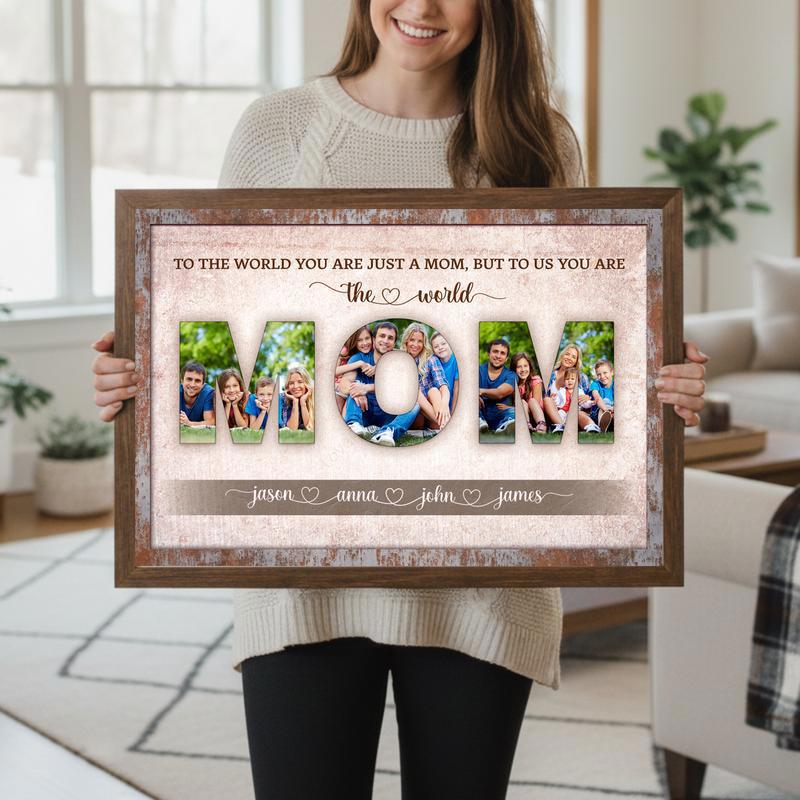 She Is My World Photo Canvas Keepsake Personalized Mom Gift