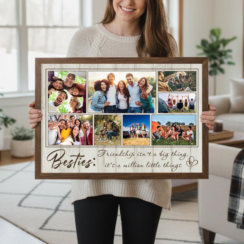 Unique Bestie Photo Collage Canvas - Custom Friendship Wall Art Gift
