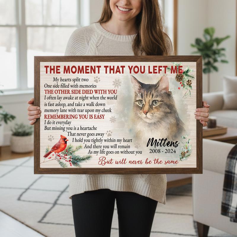 Watercolor Cat Memorial Keepsake - Personalized Christmas Canvas