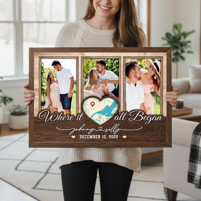 Personalized Love Story's Map Canvas Wall Art Gift