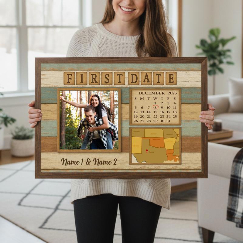 Where Our Story Began - Custom Calendar Map Couple Canvas