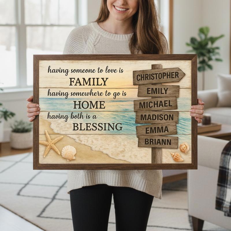 Your Beach Home Story - Rustic Last Name Street Sign Canvas