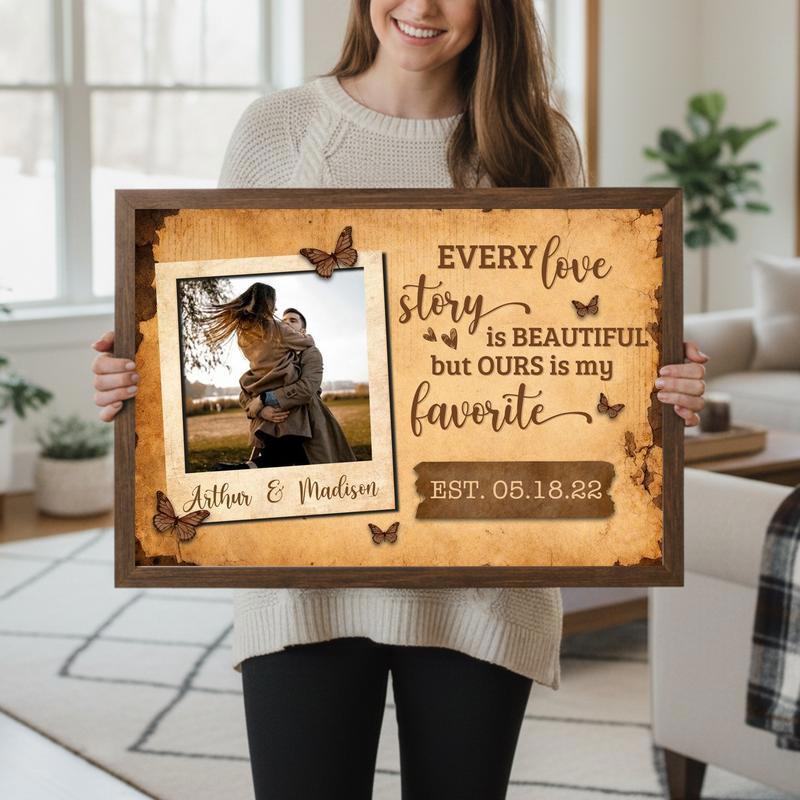 Your Beautiful Love Story Seen Through a Wooden Window Canvas