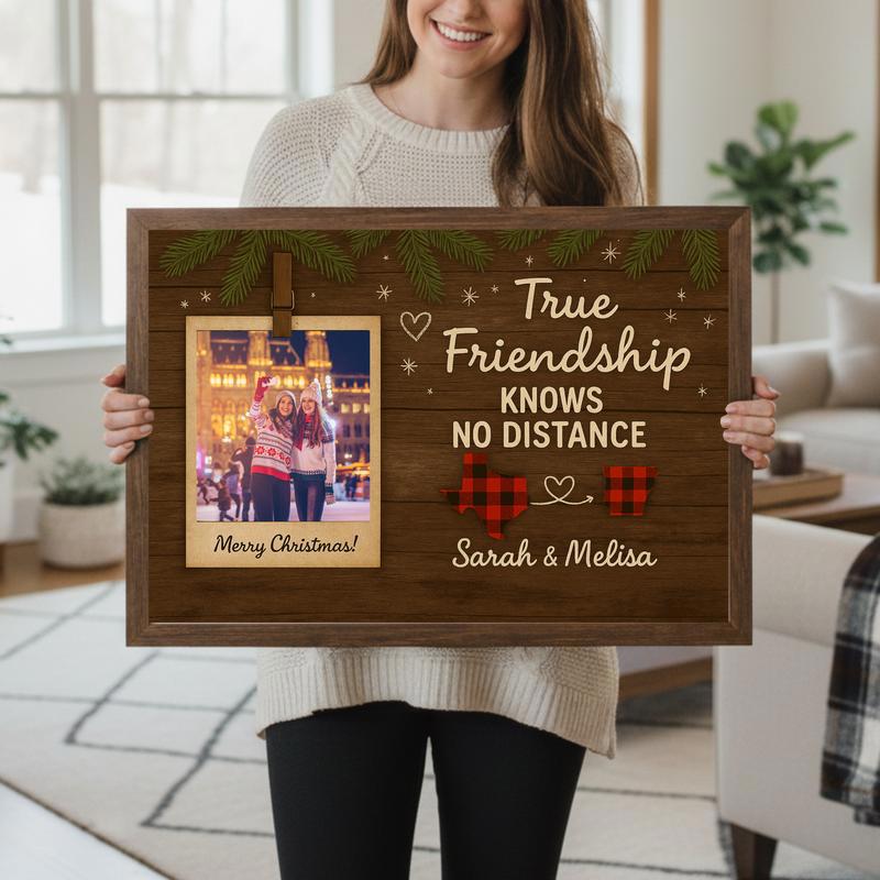 Your Friendship Across States - Buffalo Plaid Photo Canvas