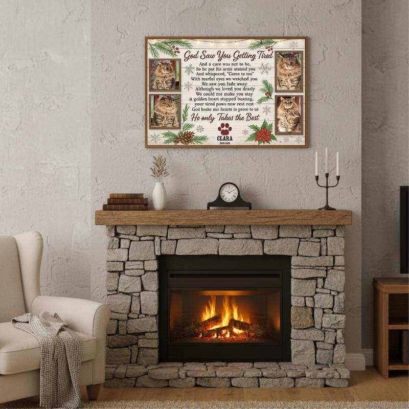 A Christmas Star Forever - Personalized Cat Memorial Photo Canvas