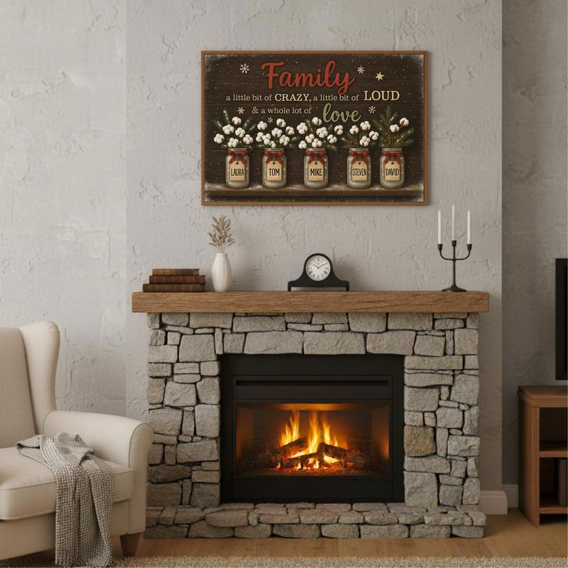 Adorn Your Home - Floral Rustic Christmas Family Quote Canvas