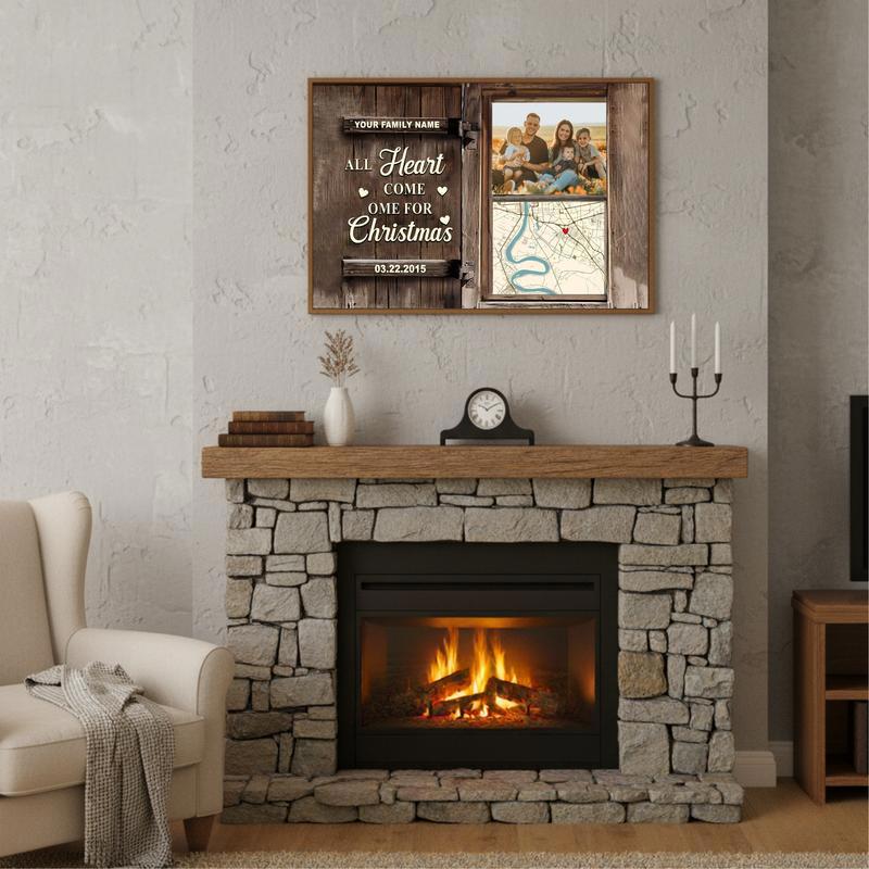 Christmas Home Map Family Photo & Memory Canvas Print