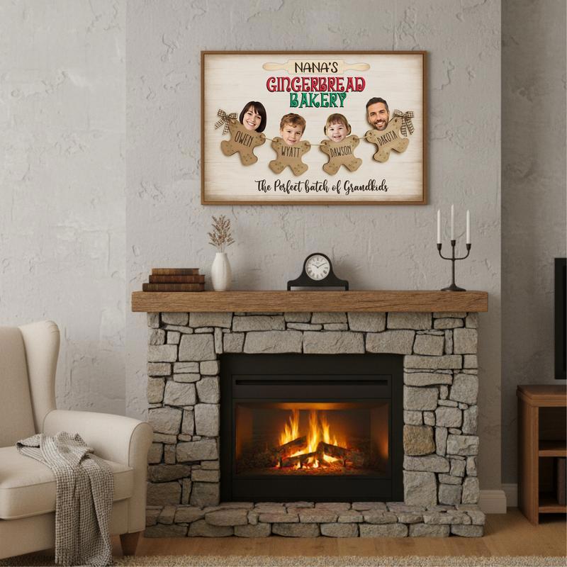 Baking Christmas Magic - Grandkids Personalized Photo Name Canvas