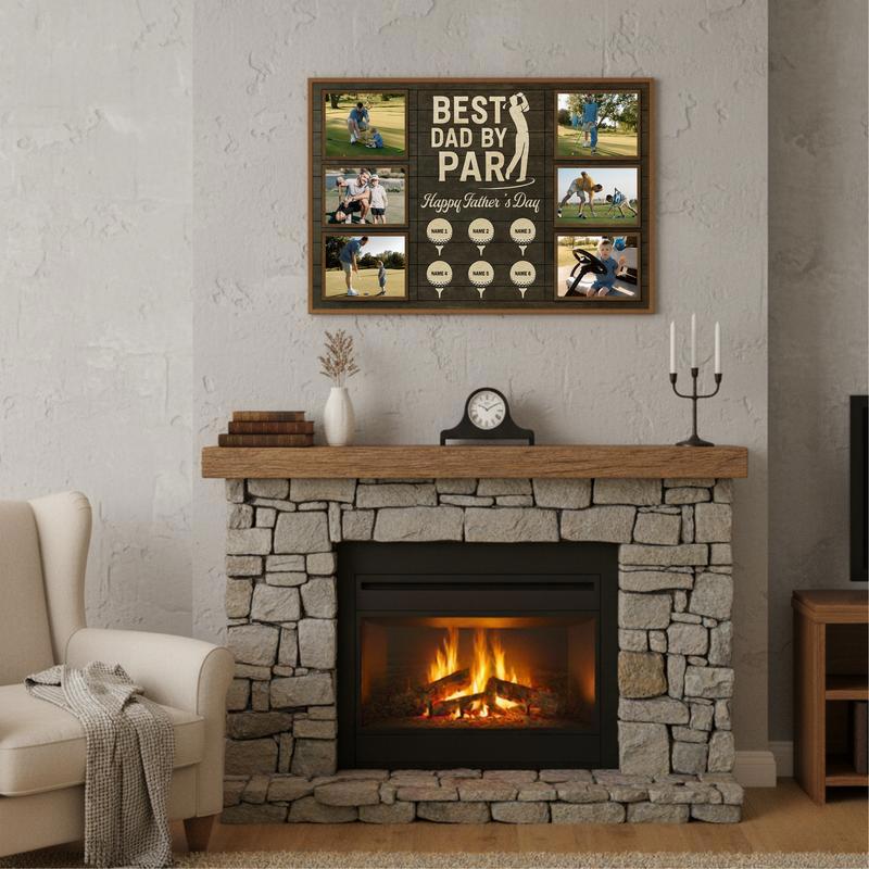 Best Dad By Par Personalized Golf Gift With Kids' Names Canvas