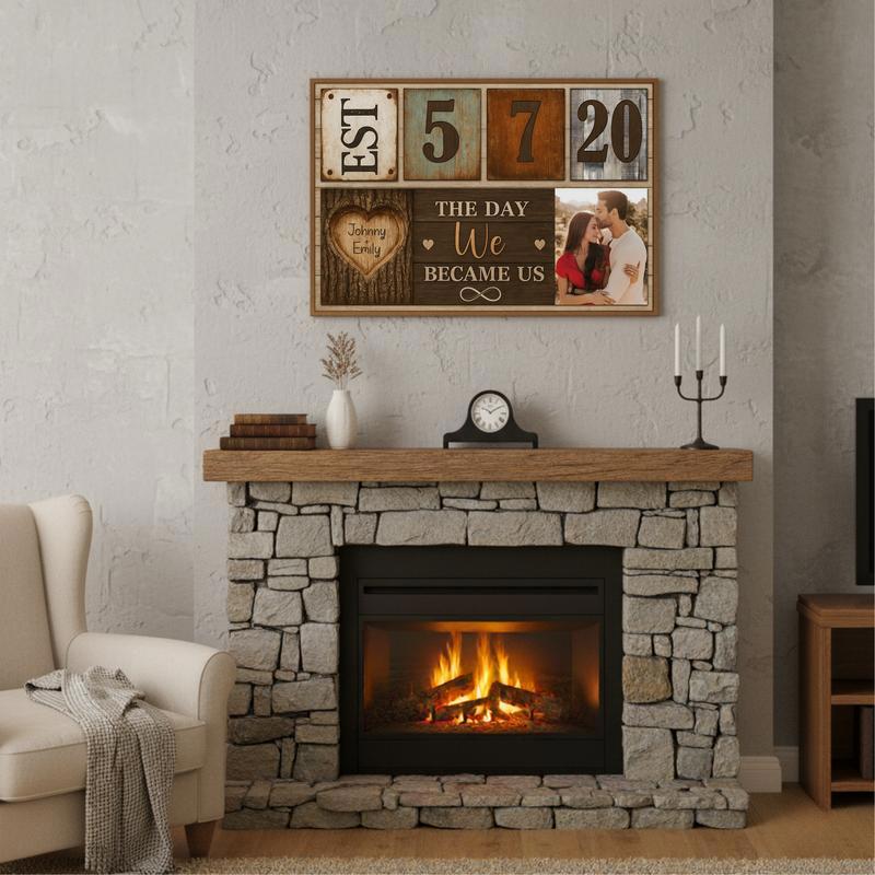 Cherish Couple Milestone - Custom Established Year Photo Canvas