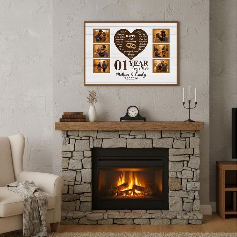 Cherish Your First Year - Personalized Rustic Photo Collage Canvas