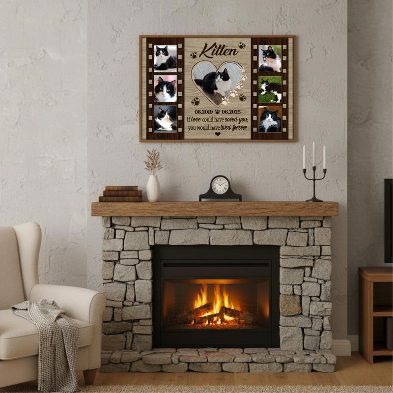Cherished Cat Memorial Canvas - Personalized Farmhouse Tribute
