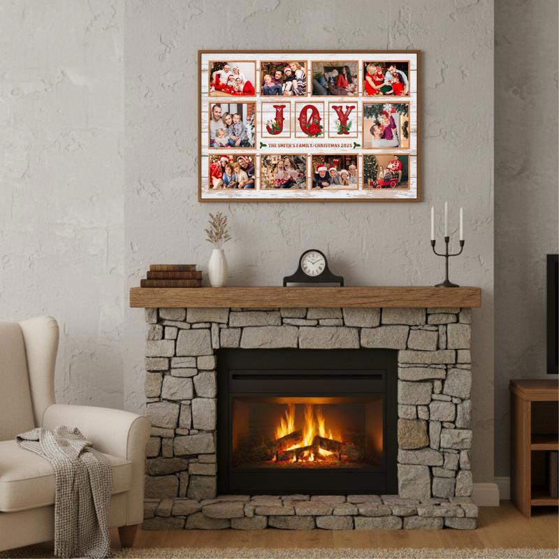 Christmas Gifts - Personalized Family JOY Photo Collage Canvas