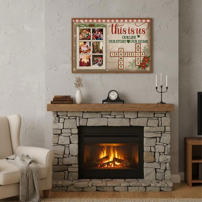 Christmas Name Crossword & Quote Photo Keepsake Canvas
