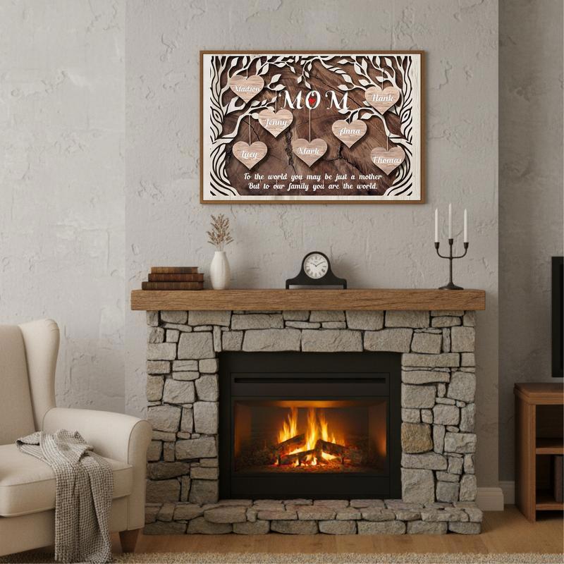 Mother's Love Story Custom Family Tree Canvas with Kids' Names
