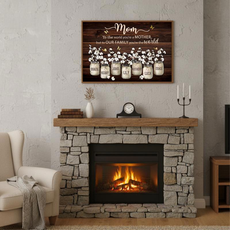 Forever Treasured Custom Family Photo Name Canvas for Mom