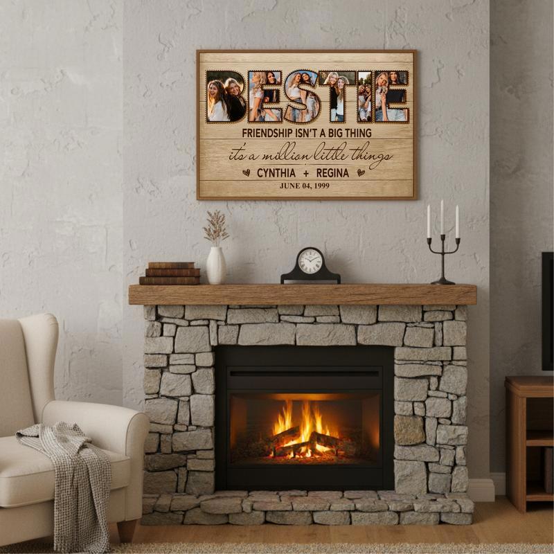 Custom Farmhouse Photo Collage Gift For Your Bestie Canvas