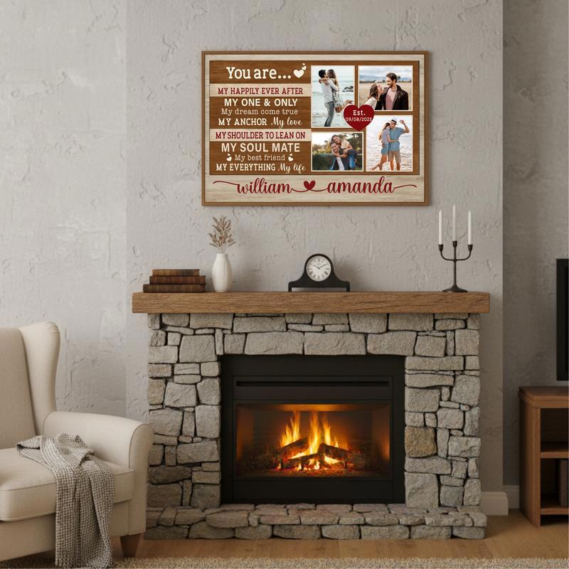 Custom My Happily Ever After Photo Collage Canvas Anniversary