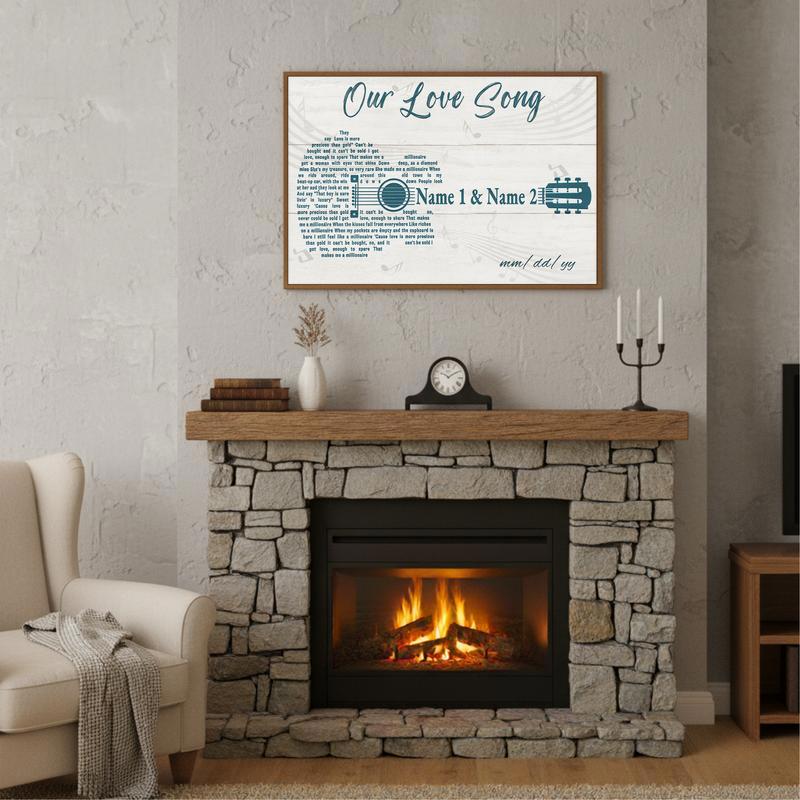 Custom Names & Date, Romantic Guitar - Our Love Song Canvas