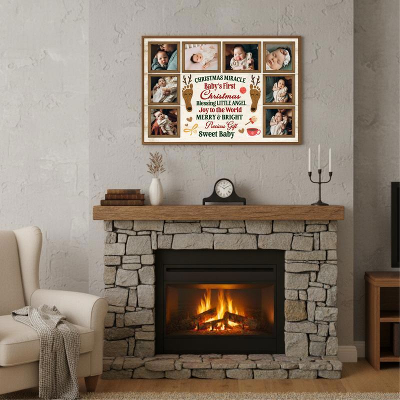 Custom Photo Collage - Baby’s First Christmas Keepsake Canvas