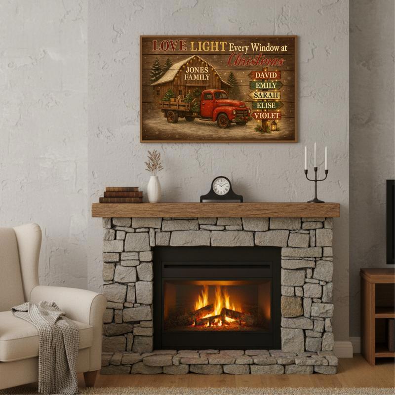 Custom Rustic Christmas Art - A Family Keepsake Farmhouse Canvas