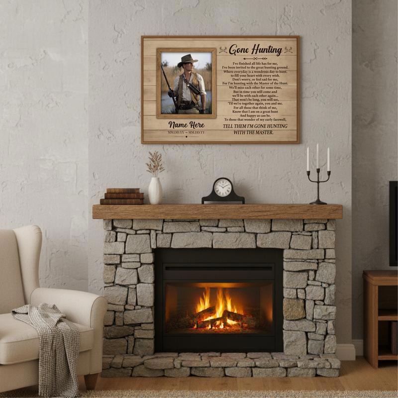 Custom Sympathy Gift & Keepsake - Gone Hunting Memorial Canvas