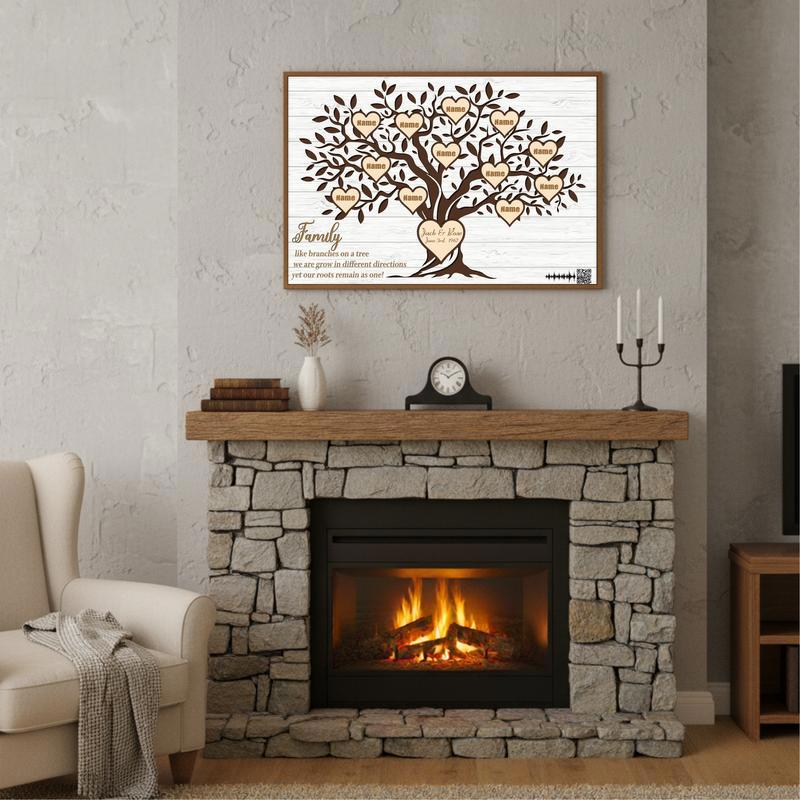 Personalized Family Love Rustic Canvas - Family Tree Story Art