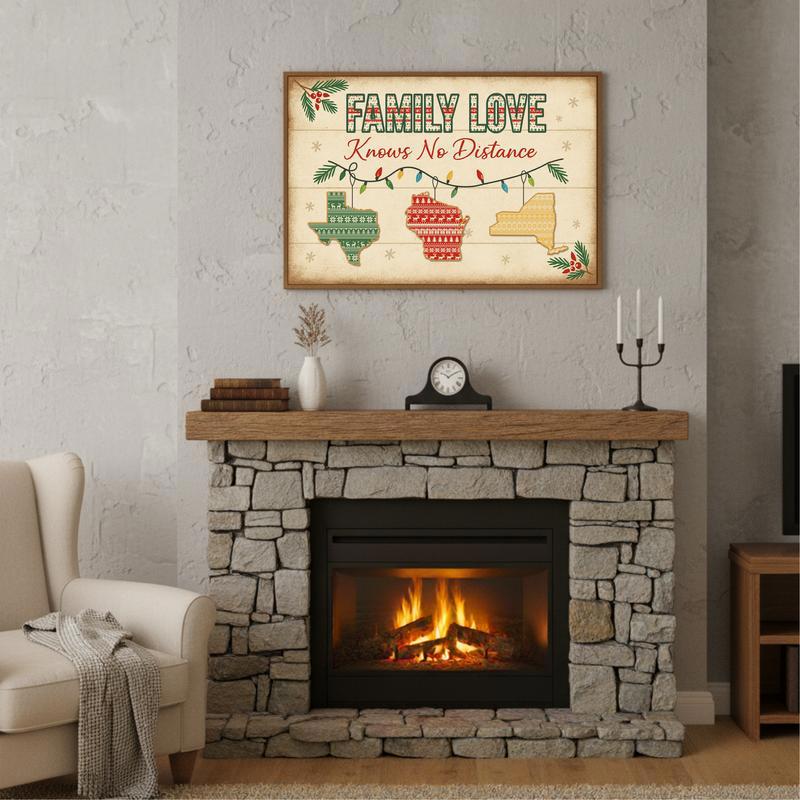 Family Love Knows No Distance - Custom Long Distance Xmas Canvas