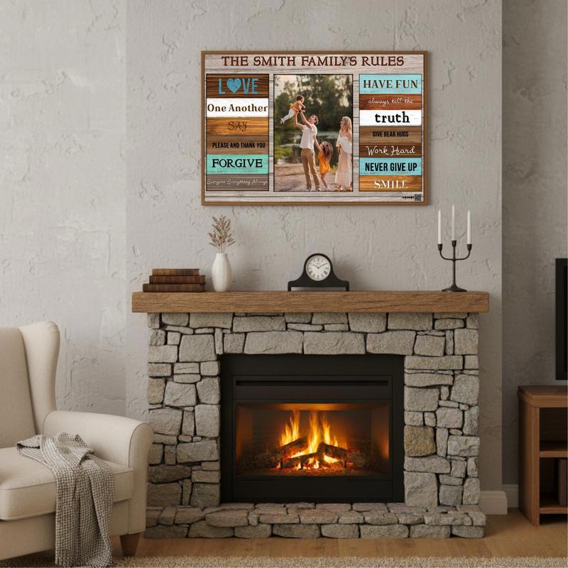 Home's Values Custom Family Rule Wall Art Canvas