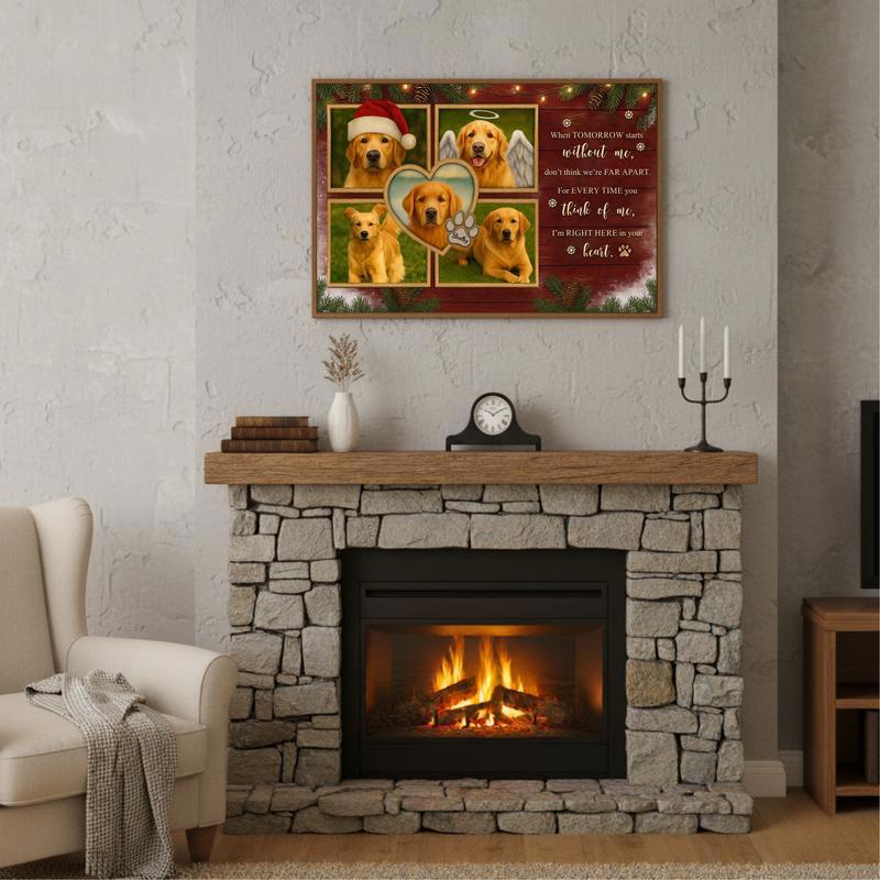Farmhouse Style Christmas Photo Keepsake For Dog Memorial Canvas