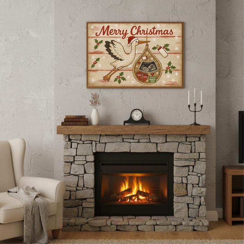 First Christmas Baby Announcement Ultrasound Keepsake Canvas